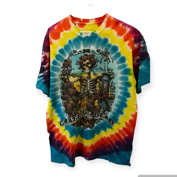 Grateful Dead Other - The Grateful Dead - VINTAGE - Tie-dye Liquid Blue Rock Skull & Roses Tee❤️💀